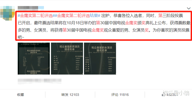 金鹰最新投票结果揭晓，星光熠熠，新一届金鹰之星揭晓在即